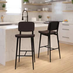 LumiSource Fuji Contemporary Counter Stools, Black/Silver, Set Of 2 Stools