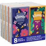 Kleenex Go Packs Facial Tissues, 3 Ply, White, 8 Pouches Per Pack