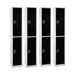 Alpine 2-Tier Steel Lockers, 72inH x 12inW x 12inD, Black, Set Of 4 Lockers