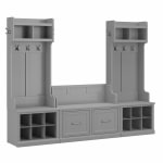 Bush Furniture Woodland Entryway Storage Set with Hall Trees and Shoe Bench with Doors, Cape Cod Gray, Standard Delivery