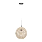 Lalia Home Ball-Shaped Rattan Pendant, 16inW, Rattan Shade/Brushed Nickel Base