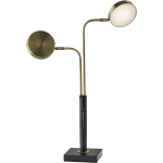 Adesso Rowan LED 2-Arm Desk Lamp, 25-1/4inH, Antique Brass Shade/Black Base