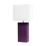 Lalia Home Lexington Table Lamp With USB Charging Port, 21inH, White/Eggplant Purple