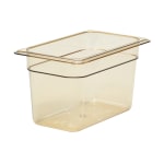 Cambro H-Pan High-Heat GN 1/4 Food Pans, 6inH x 6-3/8inW x 10-7/16inD, Amber, Pack Of 6 Pans