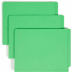 Smead Color End-Tab Folders With Fasteners, Straight Cut, Letter Size, Green, Pack Of 50