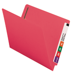 Smead Color End-Tab Folders With Fasteners, Straight Cut, Letter Size, Red, Pack Of 50