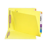 Smead Color End-Tab Folders With Fasteners, Straight Cut, Letter Size, Yellow, Pack Of 50