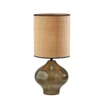 Adesso Emma Large Table Lamp, 28-1/2inH, Rattan Shade/Dark Green Base