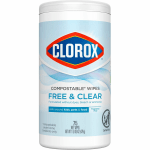 Clorox Free & Clear All Purpose Cleaning Wipes, 75 Per Tub, Carton Of 6 Tubs