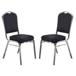 National Public Seating 9300 Series Deluxe Upholstered Banquet Chairs, Diamond Navy/Silvervein, Pack Of 2 Chairs