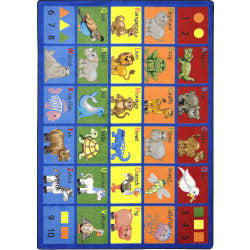 Joy Carpets Kids Essentials Rectangle Area Rug, Animal Phonics, 5-1/3ft x 7-33/50ft, Multicolor