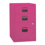 Bisley PFA 16inD Vertical 3-Drawer File Cabinet, Fuchsia