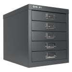 Bisley 5-Drawer Steel Cabinet, 13inH x 11inW x 15inD, Charcoal