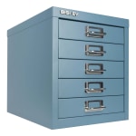 Bisley 5-Drawer Steel Cabinet, 13inH x 11inW x 15inD, Steel Blue