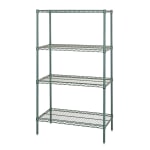 Quantum Proform Wire Shelving, 18in x 48in x 74in, Green, Set Of 4 Shelves