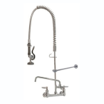 T&S Brass Wall Mount EasyInstall Spring-Action Pre-Rinse Faucet With 12in Add-On Nozzle, 44in, Stainless