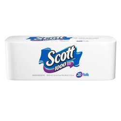 Scott 1-Ply Toilet Paper, 1000 Sheets Per Roll, Pack Of 20 Rolls