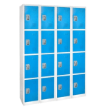 Alpine AdirOffice 4-Tier Steel Lockers, 72inH x 12inW x 12inD, Blue, Pack Of 4 Lockers