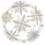 Amscan Christmas Shining Snow Round Paper Plates, 7in, 8 Plates Per Pack, Set Of 5 Packs