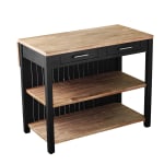 SEI Berinsly Expandable Freestanding Kitchen Island, 36inH x 43-1/2inW x 32-1/2inD, Black/Natural