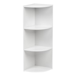 IRIS 35inH Curved 3-Shelf Corner Bookcase, White