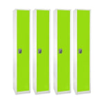 Alpine AdirOffice 1-Tier Steel Lockers, 72inH x 12inW x 12inD, Green, Pack Of 4 Lockers