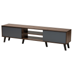 Baxton Studio Multi-Tone TV Stand, 18-1/8inH x 70-15/16inW x 13-13/16inD, Gray/Walnut Brown/Black