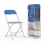 Flash Furniture Hercules Series Plastic Folding Chairs, Blue, Set Of 6 Chairs