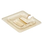 Cambro H-Pan High-Heat GN 1/6 Notched Covers With Handles, 1-1/16inH x 6-3/8inW x 7inD, Amber, Pack Of 6 Covers