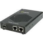 Perle S-1110DPP-SFP Media Converter - 2x PoE+ (RJ-45) Ports - 10/100/1000Base-T, 1000Base-X - 1 x Expansion Slots - 1 x SFP Slots - Rail-mountable, Rack-mountable, Wall Mountable