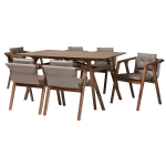 Baxton Studio Marcena 7-Piece Dining Set, Gray/Walnut