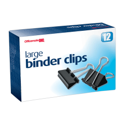 OIC Binder Clips, Large, 2in, Black, Box Of 12