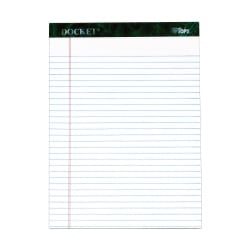 TOPS Docket Writing Pads, 8 1/2in x 11 3/4in, Legal Ruled, 50 Sheets Per Pad, White, Pack Of 12 Pads