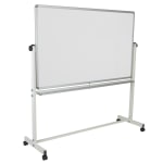 Flash Furniture Mobile Reversible Magnetic Dry-Erase Whiteboard, 64 3/4in x 64 1/4in, Aluminum Frame With Silver Finish