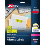 Avery High-Visibility Permanent Laser ID Labels, 5972, 1in x 2 5/8in, Yellow, Pack Of 750