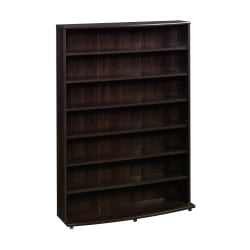 Sauder Select Multimedia 7-Shelf Storage Tower, 45-3/8inH x 32-1/2inW x 9-3/4inD, Cinnamon Cherry