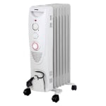 Optimus 1500-Watt Portable 7-Fins Oil-Filled Radiator Heater, 26in x 15in, White