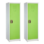 Alpine Kids' 1-Tier Steel Lockers, 48inH x 15inW x 15inD, Green, Set Of 2 Lockers