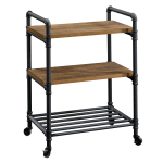 Sauder Iron City 3-Shelf Multipurpose Cart, Checked Oak