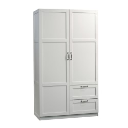 Sauder Select Storage Wardrobe Cabinet, 71-1/8inH x 40inW x 19-1/2inD, White