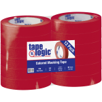 Tape Logic Color Masking Tape, 3in Core, 1in x 180ft, Red, Case Of 12