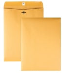 Quality Park Gummed Kraft Clasp Envelopes - Clasp - #90 - 9in Width x 12in Length - 28 lb - Gummed - Kraft - 100 / Box - Kraft