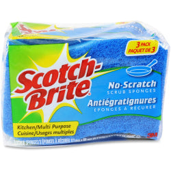 Scotch-Brite No Scratch Scrub Sponges - 2.8in Height x 4.5in Width x 4.5in Depth - 24/Carton - Blue