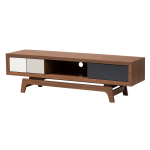 Baxton Studio Mid-Century Modern TV Stand, Walnut/Gray