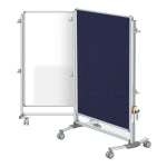 Ghent Nexus Jr Partition Double-Sided Mobile Magentic Fabric/Non-Magnetic Dry-Erase/Bulletin Board, 34 1/4in x 46 1/4in, Blue Board/Silver Aluminum Frame