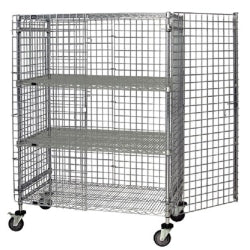 Quantum 2-Shelf Stem Caster Security Cart, 24in x 60in x 69in, Silver