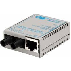 Omnitron miConverter/S 10/100/1000 Gigabit Ethernet Fiber Media Converter RJ45 ST Multimode 550m - 1 x 10/100/1000BASE-T; 1 x 1000BASE-SX; USB Powered; Lifetime Warranty