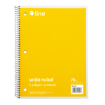 C-Line Wide Rule Spiral Notebooks, 8in x 10-1/2in, 1 Subject, 70 Sheets, Yellow, Case Of 24 Notebooks