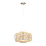 Lalia Home Circular Rattan Pendant, 16inW, Rattan Shade/Brushed Nickel Base