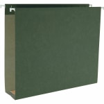 Business Source Box Bottom Hanging Folders, Legal Size, 1/5 Tab Cut, 2in Expansion, Standard Green, Box Of 25 Folders